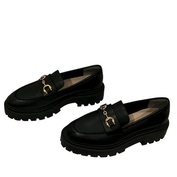 Stuart Weitzman Owen Buckle Ultra Lug Loafer Black Leather Size 7B NWT - Picture 6 of 14